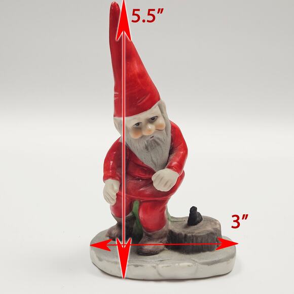 RARE Vintage Santa Gnome Porcelain with cat Christmas Holiday 5.5" Tall - Picture 8 of 8